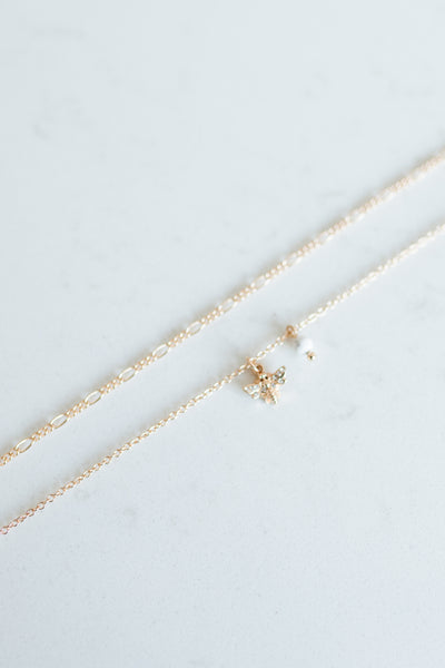 Bumble Bee Anklet In White