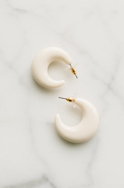 Ivory Crescent Hoop Earrings