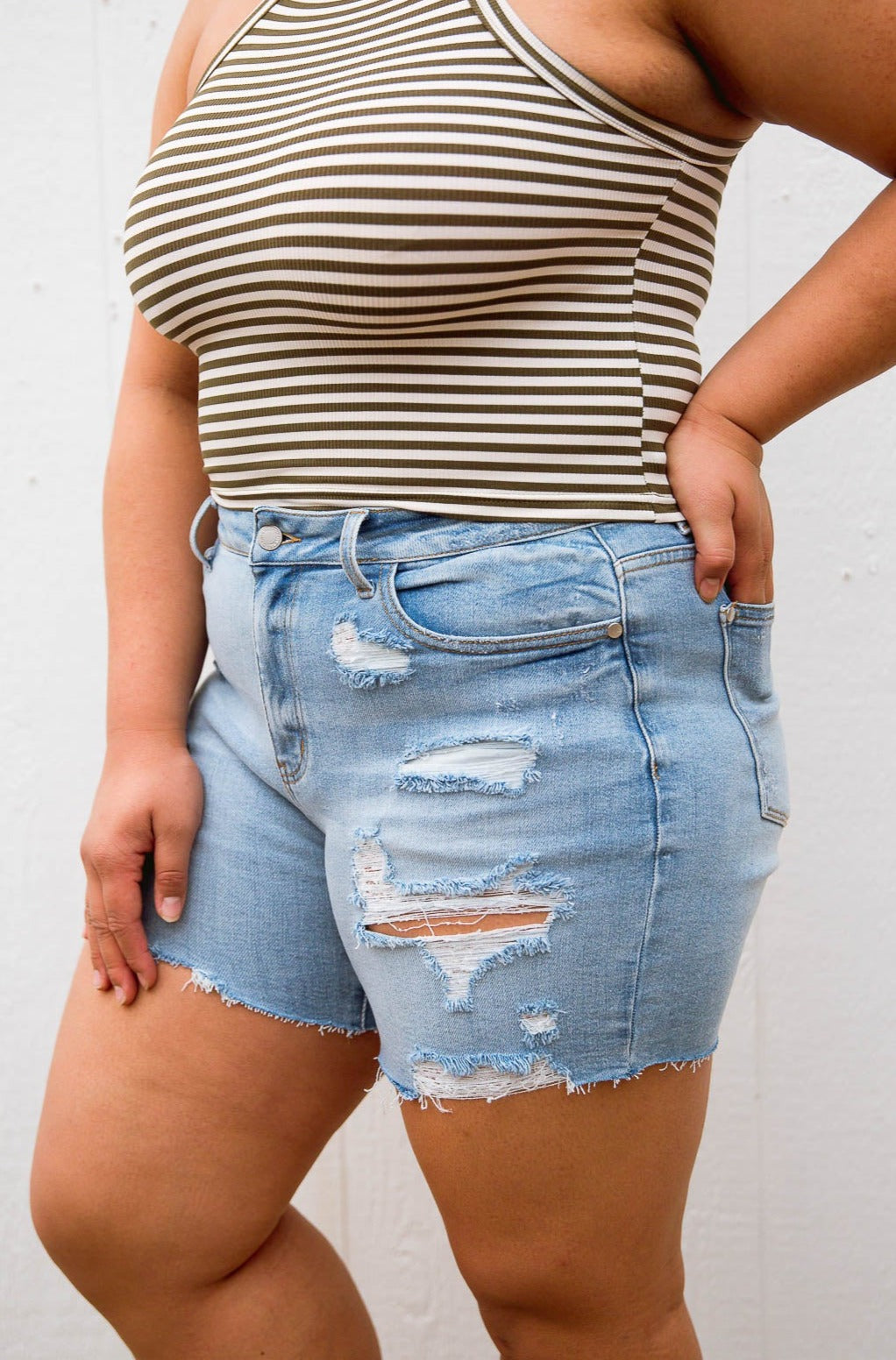 Shelby High Waist Destroyed Shorts