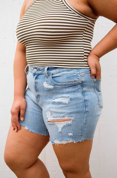 Shelby High Waist Destroyed Shorts