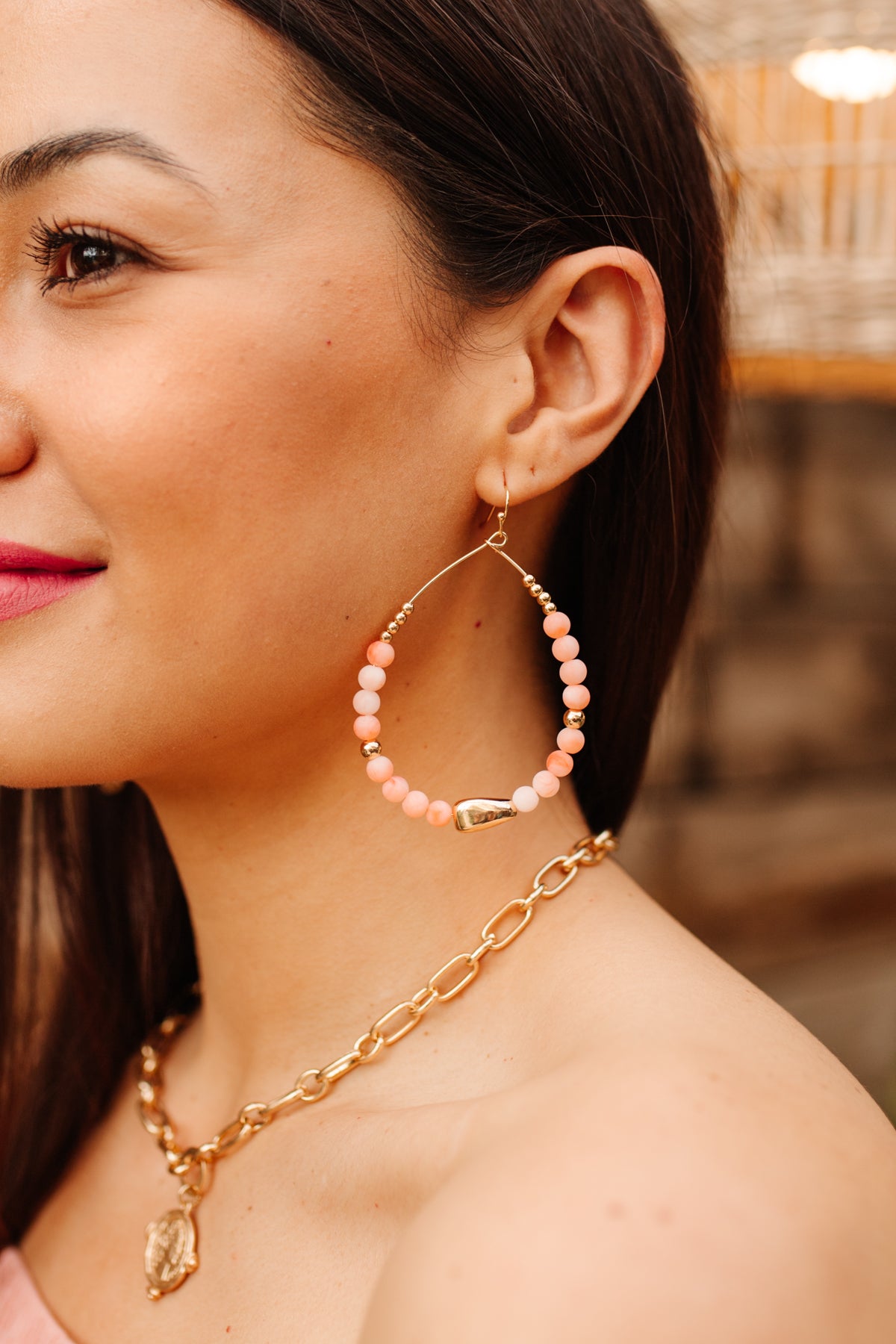 Steal The Show Earrings in Peach